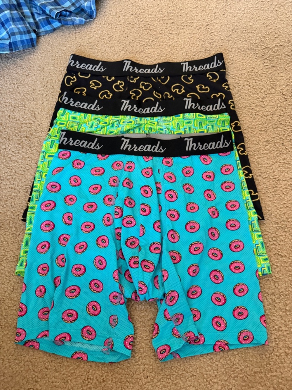 Men’s Boxer Briefs - 3-Pack (Teal Donut, Neon Green, Black)